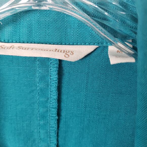 Soft Surroundings Long Collared Jacket Lyocell Teal Flowy Size Medium - Picture 7 of 8